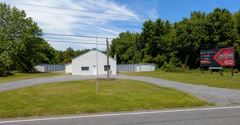 Climate Controlled Avatar Self Storage facility in New Church, VA, with drive-up roll-up doors and a gated entrance